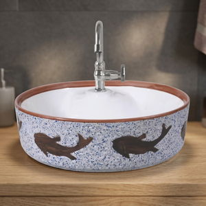 Lavabo en porcelaine de luxe en marbre blanc mat avec comptoir pour les projets de salle de bain d'hôtel - Product Image 5