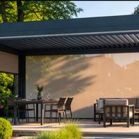 Pergola extérieure de luxe en aluminium thermolaqué avec toit à lames motorisées et écran pare-soleil latéral pour chantier de construction, 6 pieds