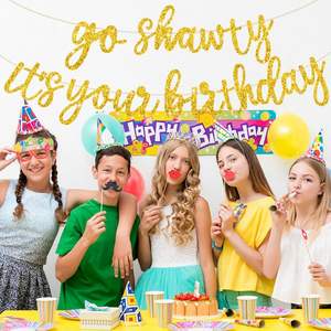 Pancarta de <span class=keywords><strong>Feliz</strong></span> Cumpleaños con Temática Hip Hop, Dorada y Brillante, para Hombres y Mujeres - Product Image 5