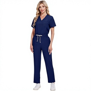 Ensemble de blouses médicales respirantes avec logo personnalisé, uniforme d'hôpital pour médecins et infirmières, vente en gros, ensemble de blouses médicales unisexe à col en V pour hôpital - Product Image 4
