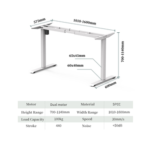 2SACRHF2A Single Brushless Motor Double Crossbeam Design <strong>Adjustable</strong> Standing Desk Frame Electric Lift <strong>Table</strong> <strong>Adjustable</strong> <strong>Height</strong> - Product Image 2