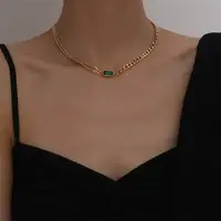 Толстое короткое ожерелье-чокер из нержавеющей стали в стиле панк 2022, золотое, серебряное, квадратное массивное ожерелье с кристаллами для вечеринки