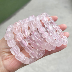 أساور JD GEMS من الكوارتز الوردي الطبيعي مقاس 7-12 مم، اكتشف سحر الحب، أساور مصنوعة يدويًا بدقة - Product Image 5