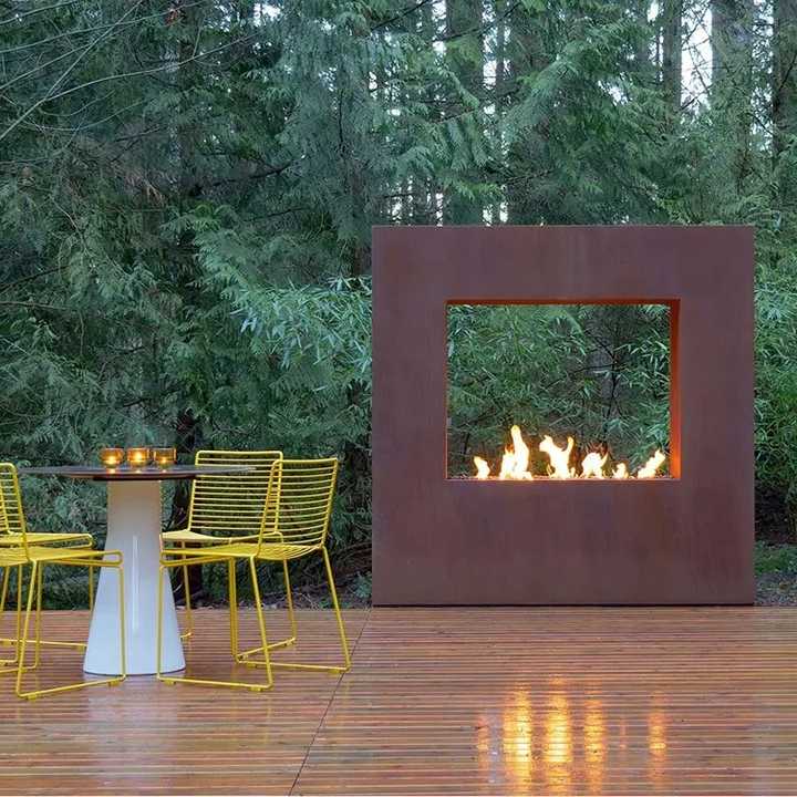 Corten Metal Fireplace Accessories/corten Steel Fireplace Table Outdoor ...