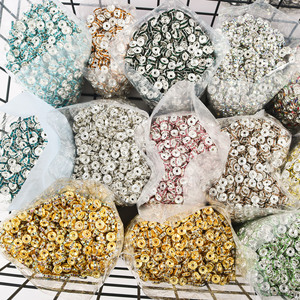 Perles d'écartement en alliage Vente en gros 6/8mm Couleur Métal Rhinestone Rondelles Perles DIY Jewelry Making - Product Image 5