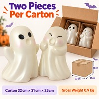 Décoration d'étagère Halloween : Duo de personnages fantômes blancs mignons, ornements spirituels fantaisistes pour chambre d'enfant, chambre à coucher, bureau, décoration d'automne