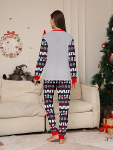 Novo Pulôver de Poliéster Plus Size para Pais e Filhos, Roupa de Casa com Estampa de Urso e Letras, Pijamas de Natal em Família - Product Image 4