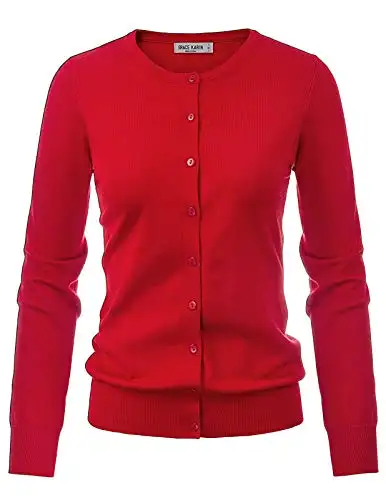odoodem Damen langärmelig Knopfleiste rundhalsausschnitt modisch einfach solide Farbe klassischer Pullover gestrickter Kardigan