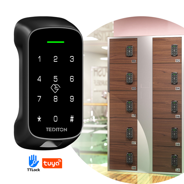 Tuya TTlock app Modern Smart Wooden Gym Locker Cabinet RFID Card Code Locker Lock Storage Unit smart cabinet lock