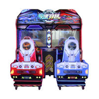 Simulador de Videojuego de Carreras Operado con Monedas Speed Crossing, Máquina de Juego Dinámico de Conducción y Disparos, en Inglés, para 2 Jugadores