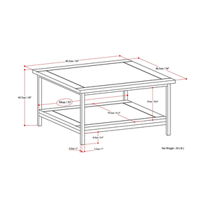 Table basse industrielle moderne en brun <span class=keywords><strong>cognac</strong></span> foncé avec rangement, 1 étagère, table basse carrée - Product Image 2