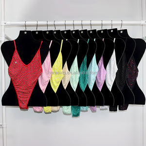 BI01 وصل حديثًا مثير حجر الراين الناعم شعار رقص غريب عرض أزياء مثير بيكيني حجر الراين زي - Product Image 2