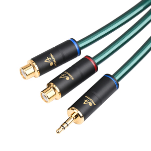 Hi-fi стерео аудио кабель 3,5 мм к 2RCA, стерео аудио кабель 3,5 мм, стерео штекер к двойному гнезду, <span class=keywords><strong>RCA</strong></span> переходник, кабель для MP3, планшетов - Product Image 1