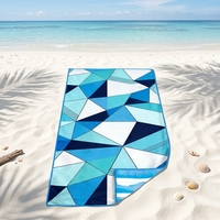Serviette de plage en microfibre à séchage rapide, écologique, imprimé géométrique rectangulaire, logo personnalisé, légère, sans sable, pour piscine et voyage