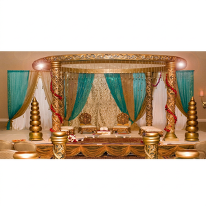 Decoraciones de Mandap de Aspecto Dorado Fascinantes, Fabricante de Mandaps Dorados para Bodas, Últimos Modelos de Mandaps Indios para Bodas en Venta - Product Image 1