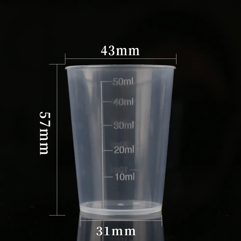 Misurino in plastica alto da 50ml misurino da laboratorio misurino monouso per uso alimentare con scala sfumata