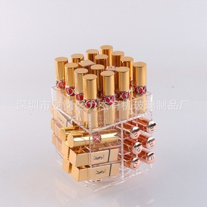 Acrylic 360-degree rotating lip gloss <b>storage</b> box, transparent lipstick holder, desktop cosmetic <b>storage</b> box, <b>dressing</b> <b>table</b> - Product Image 5