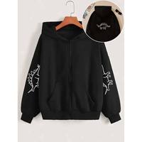 Sweat à capuche zippé intégral pour femme à manches longues, imprimé dragon, écologique, printemps - Veste de sport décontractée
