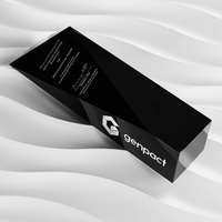 Trophée en cristal noir haut de gamme personnalisé, plaque de récompense gravée avec un style minimaliste et impression UV pour cadeaux de bienvenue