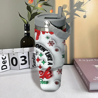 Gobelet isolé sous vide durable et écologique en acier inoxydable de 30oz sur le thème de Noël expédié en deux jours aux États-Unis