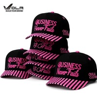 Gorra de Béisbol OLA-Custom de 5 Paneles con Bordado 3D, Visera Rosa y Negra a Rayas, Ajustable, de Algodón, Estilo Retro, para Uso Diario Informal