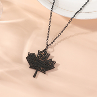 Collier en acier inoxydable avec feuille d'érable du Canada, calligraphie religieuse arabe islamique, fait main, bijoux de mode, vente en gros