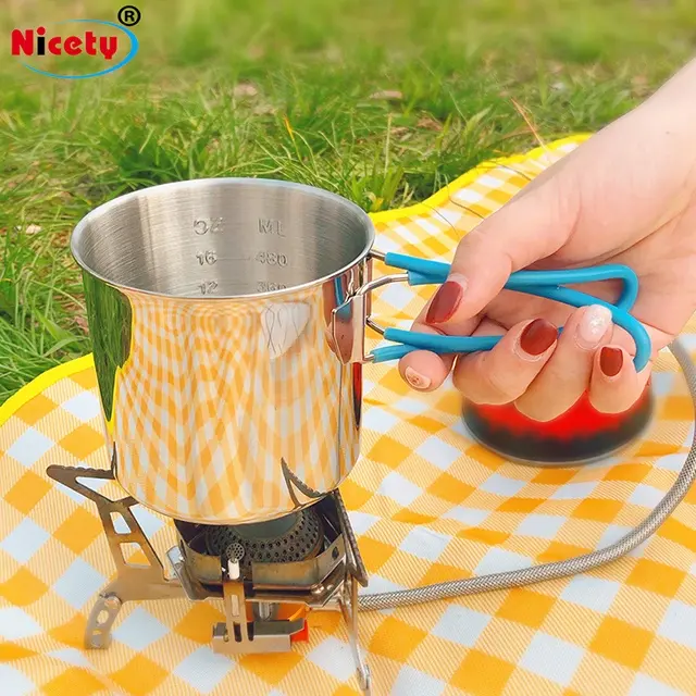 Batterie de cuisine de Camping en acier inoxydable, équipement de cuisine, poêle pour pique-nique, 2 pièces