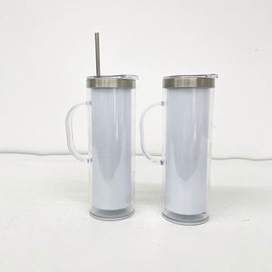 <b>Double</b> <b>Walled</b> Stainless Steel Snow Globe 20oz Skinny Storyboard Tumbler <b>Mugs</b> with Handle for Dye Sublimation Heat Press - Product Image 2