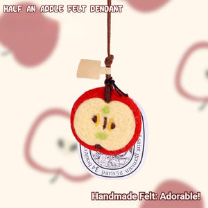 Pendentif demi-pomme en peluche, produit fini, décoration de rétroviseur de voiture, accessoires intérieurs de voiture minimalistes, pendentif de sac - Product Image 2