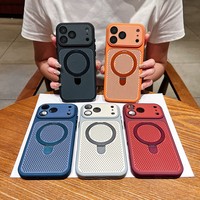 Funda Magnética Refrigerante de Alta Calidad para iPhone 17 16 15 14 Pro Max, con Rejilla Transpirable Tipo Panal de Abeja, Cubierta Trasera Convertible