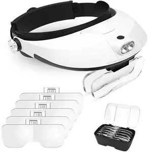 Strumento di riparazione Lente di Ingrandimento Con 2 Luci A Led Head-Mounted Illuminating Magnifier Occhiali Lente di Ingrandimento