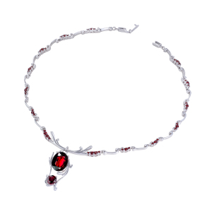 สร้อยอัญมณีโกเมนสีขาวสไตล์อิตาลี14K/18K เทรนด์ร้อนแรงสำหรับผู้หญิง - Product Image 3