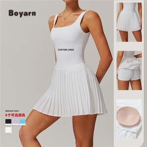 Boyarn ActiveWear Stand Collar Cremallera Chaqueta Falda plisada Traje de yoga Reunidos Levantamiento de cadera Medias Pantalones acampanados Mujeres Conjunto deportivo - Product Image 6