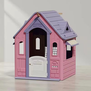 Casetta da Gioco per Bambini da Esterno con Porte e Finestre in Plastica Set da Gioco per Interni per Bambini Piccoli Casetta Cottage da Giardino - Product Image 1
