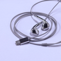 Écouteurs filaires TikTok, best-seller, couleur argent métallisé, plaqué coloré, type C, avec micro, pour iPhone et Android
