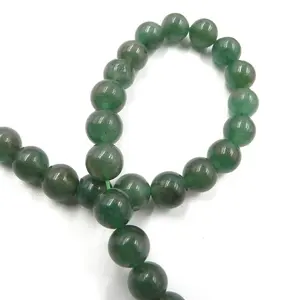 宝石珠绿色 Aventurine 松散珠首饰制作手工 DIY 手镯宝石珠