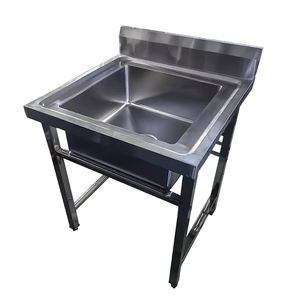 Évier utilitaire extérieur à cuve unique, autoportant, en acier inoxydable 304/201, avec pieds carrés, pour hôtel, cuisine commerciale, poste de travail - Product Image 1