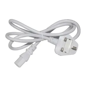 C13 Plug to BS Standard 10A 220-250V British 3 Prong Plug Adapter Cable C13 Socket UK White AC cord