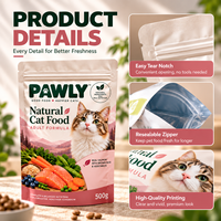 Sachet refermable personnalisé imprimé et sur mesure pour l'emballage d'aliments pour chats et chiens, pochette en plastique anti-humidité pour friandises pour animaux de compagnie, sachet stand-up