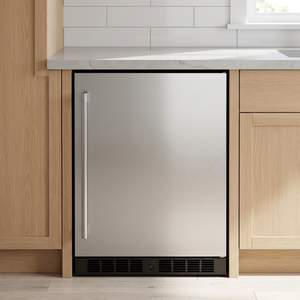 Refrigerador de bebidas con puerta de acero inoxidable NE-355-P, refrigerado por aire, con pantalla digital, 130LR600A, refrigerador doméstico para debajo de la mesa. - Product Image 4