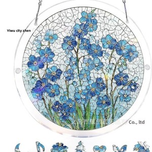Ornamen Gantung Jendela Akrilik Baru, Penangkap Cahaya, Bentuk Lingkaran, Pemandangan Sungai Bercahaya Bulan Warna-warni, Dekorasi Taman Luar Ruangan Eropa - Product Image 5