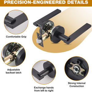 Матовая черная дверная ручка из цинкового сплава, современная, с быстрым открытием, без ключа, для межкомнатных дверей - Product Image 2
