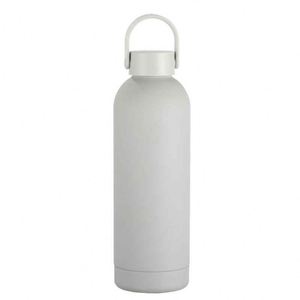 Minimalist Stainless Steel Vacuum Tumbler with Handle White Travel Bottle <b>Double</b> <b>Wall</b> Insulated 24 Hour Thermal Performance - Product Image 2