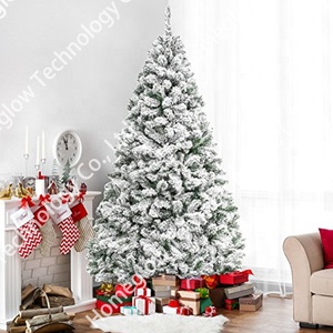 Hiện Đại Sang Trọng Ráp Rơi Tuyết Trang Trí Pre Lit Thông Cone Chiếu Sáng Nhân Tạo PE Trắng Xanh Đổ Xô Cây Giáng Sinh - Product Image 6