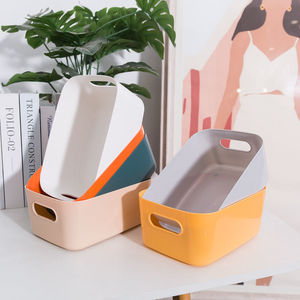 Plastic <b>Storage</b> Bins Rectangle 21x14x8cm Stackable Minimalist Design For Living Room <b>Kitchen</b> Bathroom Desktop Organization - Product Image 4