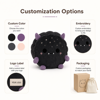 Peluche Cookie le Diable Noir d'Halloween, Poupée en Peluche Personnalisée, Décoration de Fête, Polyester, Anti-stress, Faible MOQ, OEM ODM
