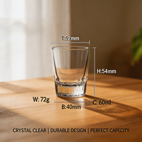 Verres à expresso classiques en verre sodocalcique transparent côtelé de 60 ml avec logo personnalisé en gros, petits verres à shot en forme de balle, verres à vin et à whisky