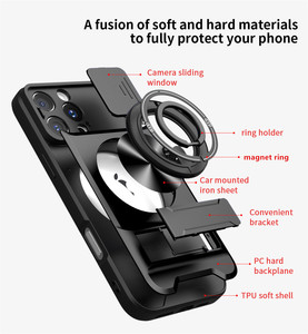 Nouvelle conception de protection d'objectif de caméra coulissante, coque de téléphone magnétique antichoc pour <span class=keywords><strong>iPhone</strong></span> <span class=keywords><strong>11</strong></span> 12 13 14 15 16 <span class=keywords><strong>Pro</strong></span> Max 17 Air Case - Product Image 2