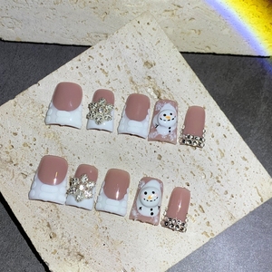 <span class=keywords><strong>Uñas</strong></span> Postizas Acrílicas <span class=keywords><strong>de</strong></span> Alta Calidad Hechas a Mano con Diseño <span class=keywords><strong>de</strong></span> Pato Navideño y Muñeco <span class=keywords><strong>de</strong></span> Nieve, Venta al Por Mayor - Product Image 2