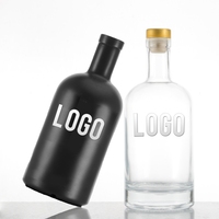 Bouteille en verre noir mat pour whisky vodka avec bouchon d'étanchéité 300Ml 500Ml 750Ml